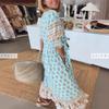 European and American style summer new bohemian V-neck fashion printed lantern sleeves high waist pendulum dress women