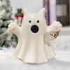 Halloween Ghost Ornaments Cute Ghost Cat Pumpkin Sculpture Spooky Resin Home Decor Desktop