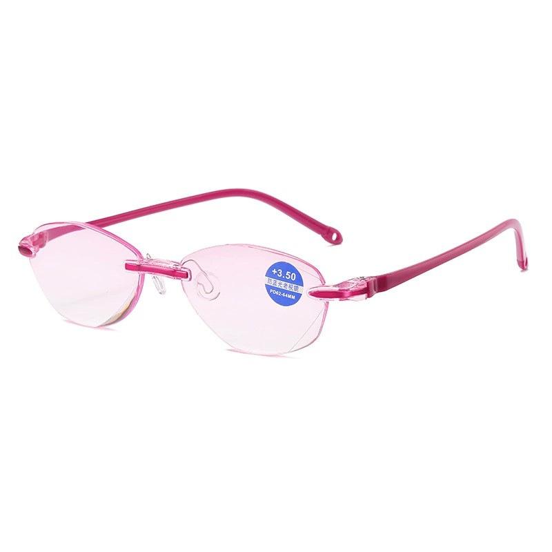 Frameless Diamond Cut Fashionable Ultra Light Reading Glasses Unisex Elegant Protect Eyes Anti Blue Light Eyeglasses 0 To +4.0