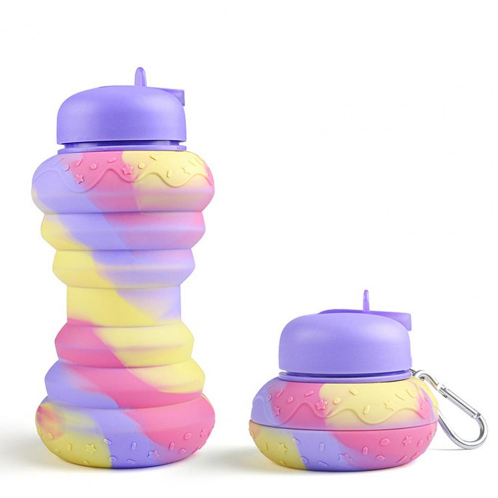 600ML Folding Water Cup Large Caliber Doughnut Shape Sport Bottle Drop-resistant Lightweight To Carry Water Cup Daily Use