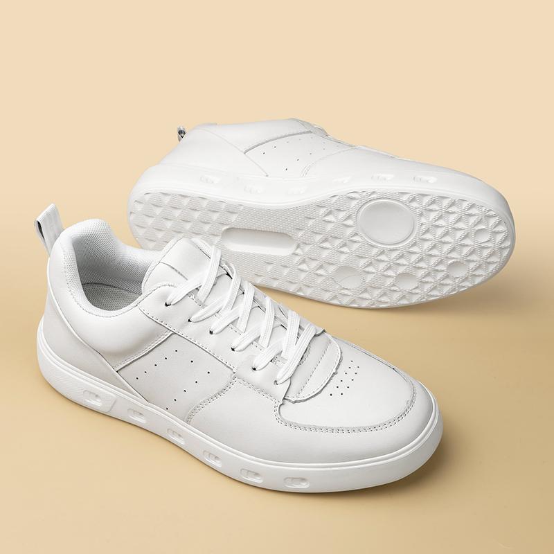 Men's Cow Leather Casual Height Increasing Sneakers Flat/5CM Elevator Shoes Breathable Comfortable Fashion Lift Footwear