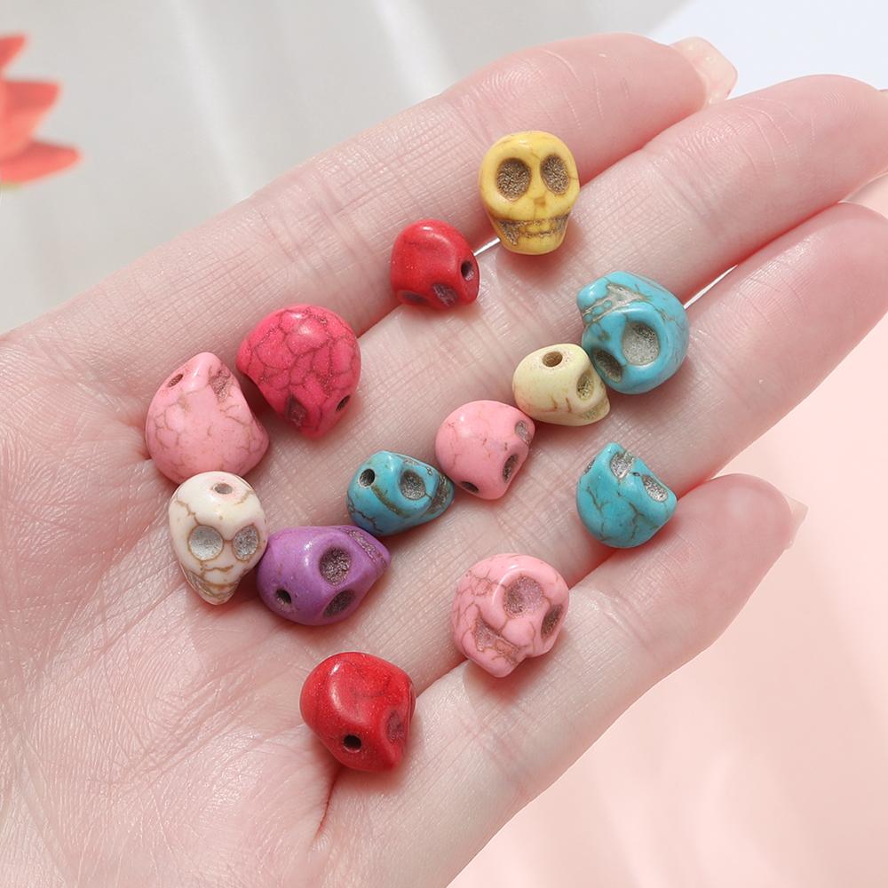 20pcs/Lot Colorful Stone Skull Beads Synthetic Turquoise Spacer Bead for Bracelet Necklace DIY Jewelry Making Accessories