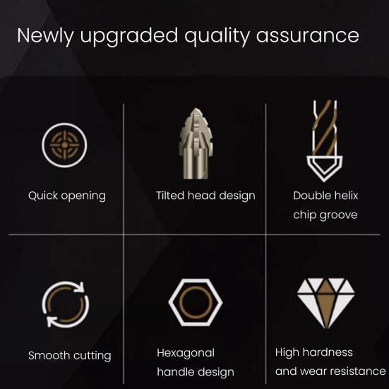 6 Pcs High-Strength Eccentric Twist Drill Bit Set 4/5/6/8/10/12mm Four-Flute Sawtooth Four Edged Serrated Eccentric Drill Bit