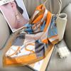 1116 Summer Simulation Silk Printing Chain Small Square Scarf Professional Scarf Thin Cool Hair Band Silk Scarf Neck Shawl