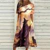 Women's Casual Halloween Print Round Neck Dress with Pockets for Festive Occasions