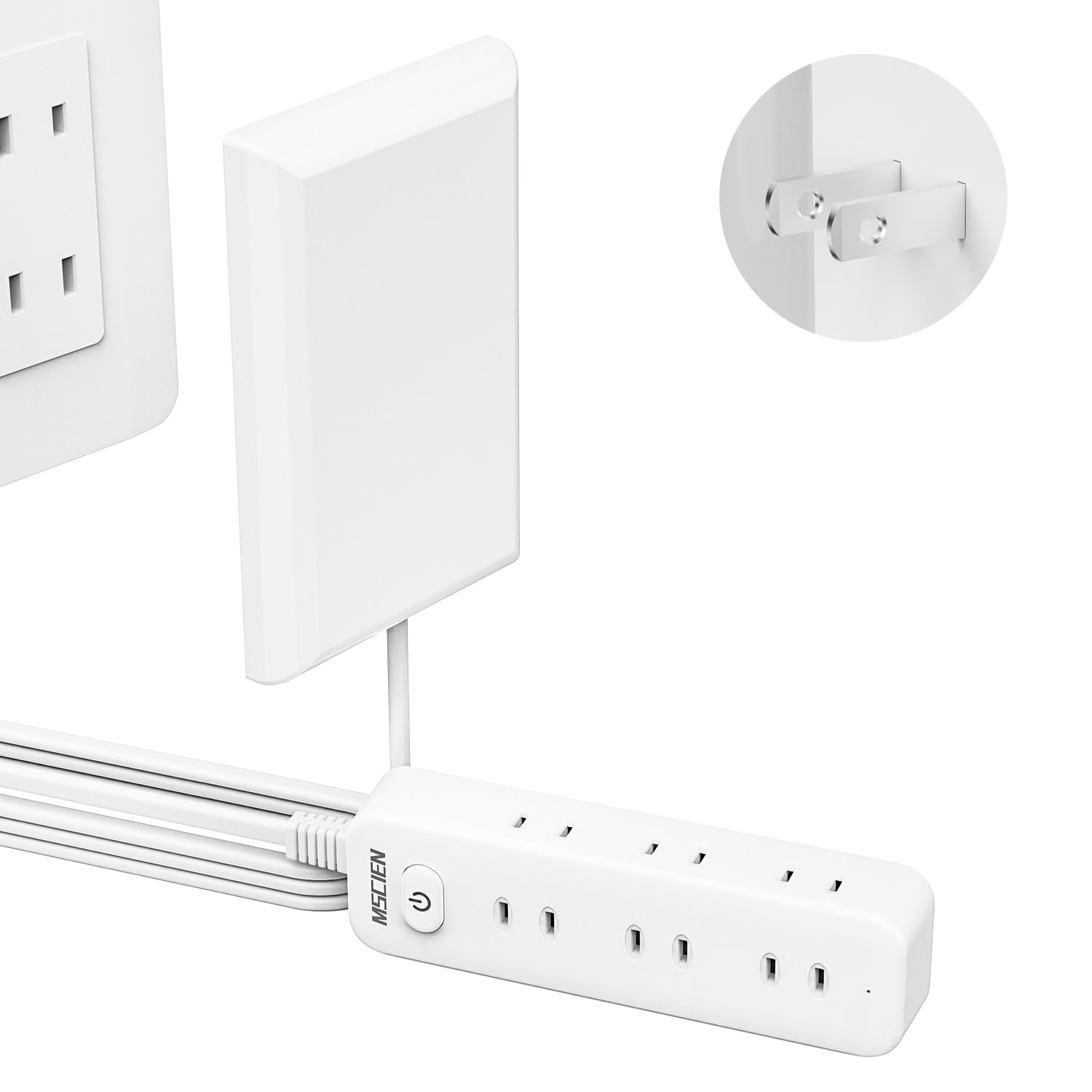 

Mscien Outlet Baby Wall Outlet Conceals Prevents Children and Babies from Pulling Out Power Hidden 2m Extension Surge 9 Wall OA with Mscien Cover, білий