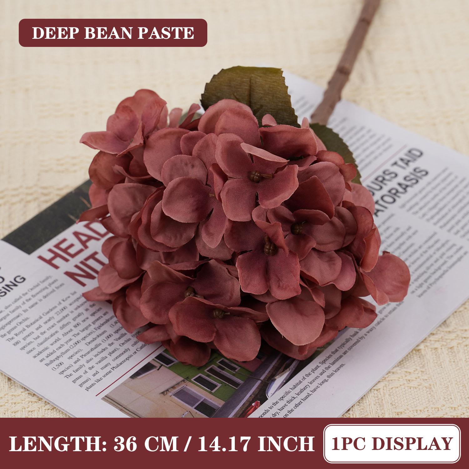 

Artificial Rose Flower Silk Hydrangea Wedding Small Bouquet Fake Flower Party DIY Autumn Beautiful Decoration 36cm/14.17inch 1pc (no vase) кофейный