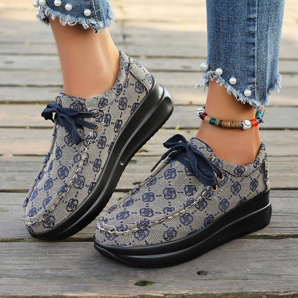 

Spring and Autumn New Products European, American and Foreign Trade Large Size Versatile Thick-soled Front Lace-up Round Head Casual Sneakers 43 синий