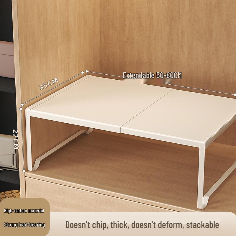 Organizador de Prateleira Retrátil para Guarda-Roupa em Aço Carbono