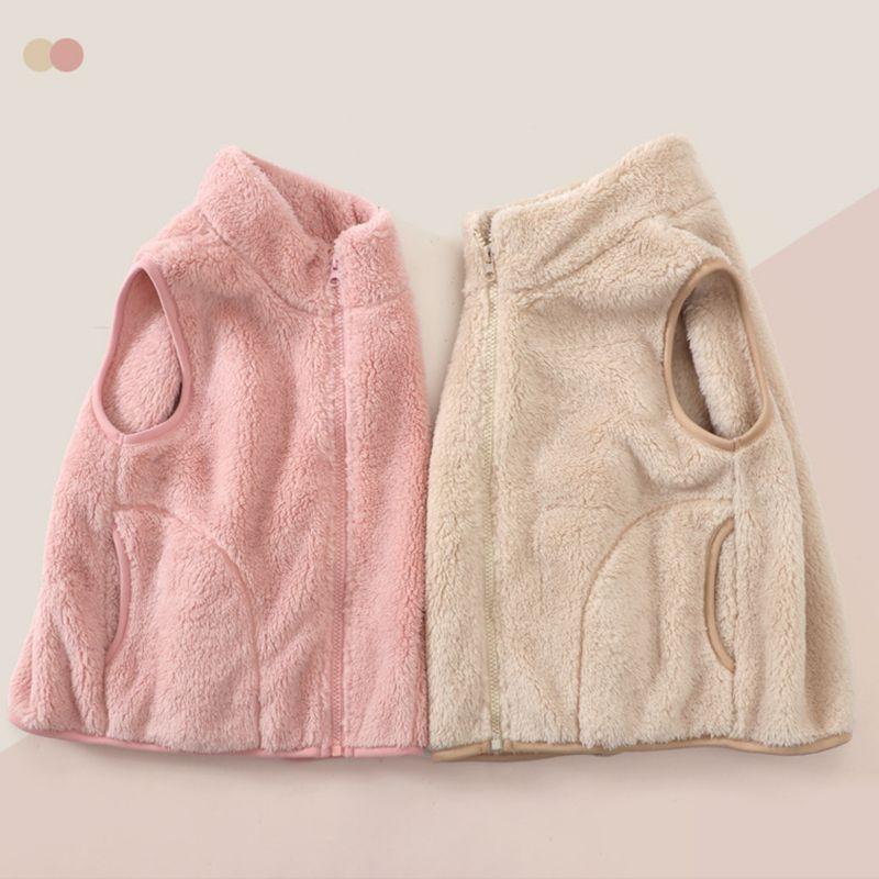 4-12 ani, pentru copii, vestă de pluș, iarnă, caldă, fără mâneci, cu fermoar