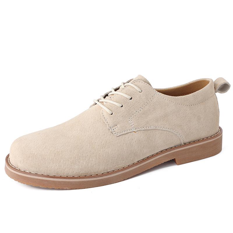 Plus Size Men's Hand-stitched Leather Martin Boots: British Style, Low-top Lace-up Casual Work Shoes for Autumn.