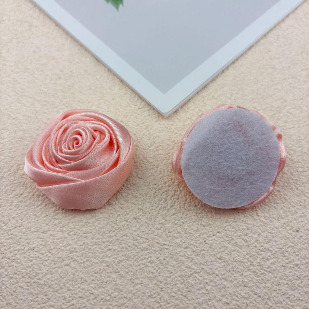 Korean Handmade 4.5cm Rose 3D Satin Fabric Flowers for Headwear & Clothing Accessories