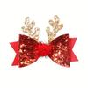 4pcs Children's Christmas Antler Hair Clip Glitter Elk Bow Hair Accessories For Girls Princess Pompom Party Hairpins Ideal Gifts