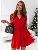 V Neck Lace Long Sleeve Women  Dresses High Waist Splicing Dress Girl Cocktail Evening Dresses