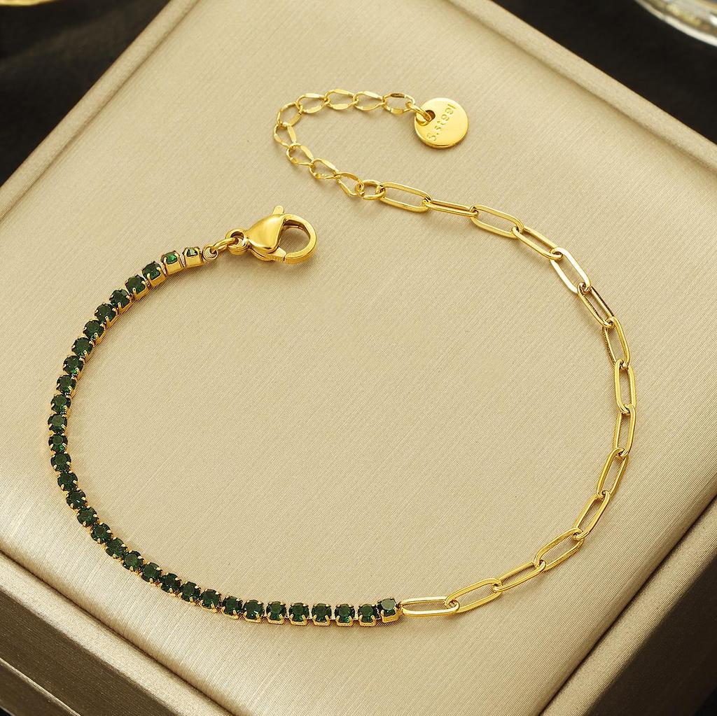 2025 Women's Fashion Cubic Zirconia Tennis Bracelet: Versatile, Niche Design, Colorfast Titanium Steel