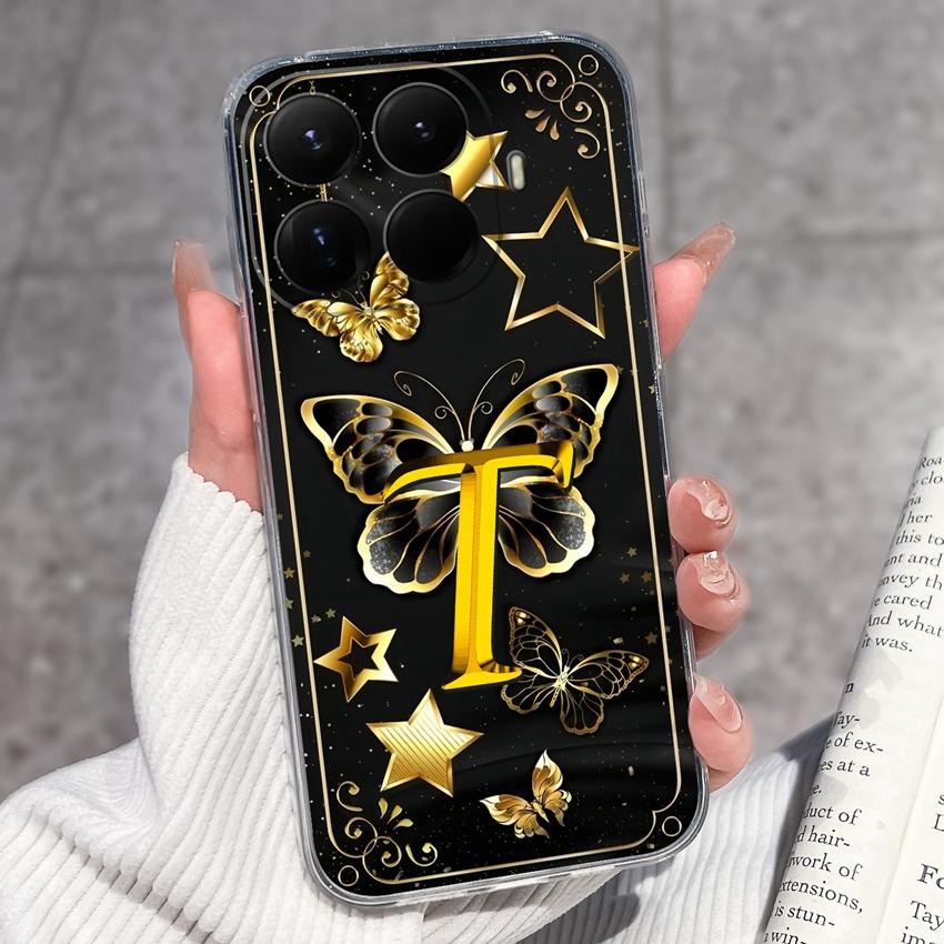 Für Xiaomi 15T 14T 12T 15 14 13 12 Pro 12X 12S 5G Wunderschöne Schmetterlingsbuchstaben Handyhüllen Transparentes Silikon Rutschfeste Rückseitenabdeckungen Für Xiaomi Hülle