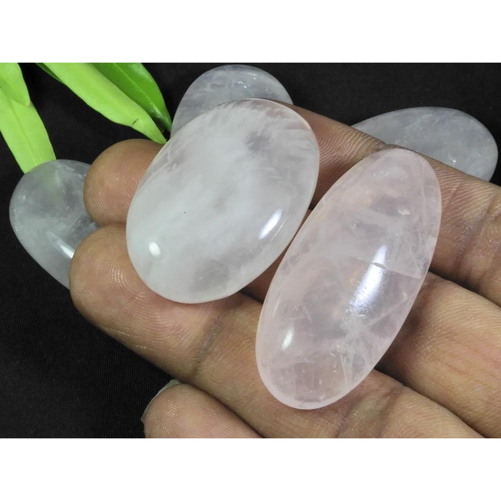 361Cts. Natural Pink Rose Quartz Oval Cabochon Loose Gemstone 05 Pcs Lot A-04