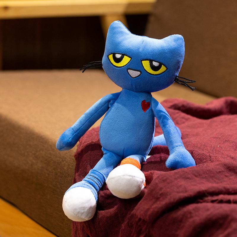 Weiches Flauschiges Pete The Cat Plüschtier Niedliche Blaue Cartoon-Katze Mit Rotes Herz Ideal Für Feiertagsgeschenke, Schlafzimmerdekoration. 27cm