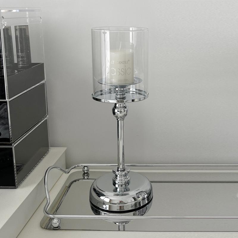Detachable Metal Glass Candle Holders Transparent Luxury European Style Candlestick Anti-slip Table Ornaments