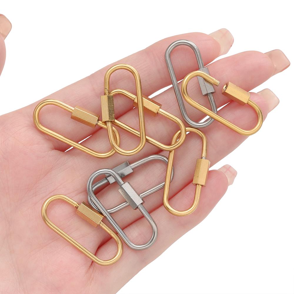 5Pcs Stainless Steel Gold U Shape Screw Locking Carabiner Clasp Connector DIY Necklace Bracelet Keychain Jewelry Making Supplies