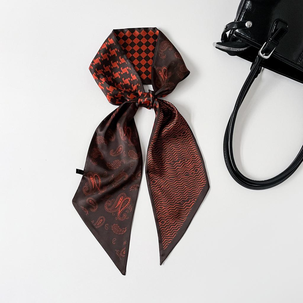 Double-layer scarf, streamer, women's cashew print silk scarf, long strip, high-end sense binding bag decoration, suit scarf, silk scarf wholesale
