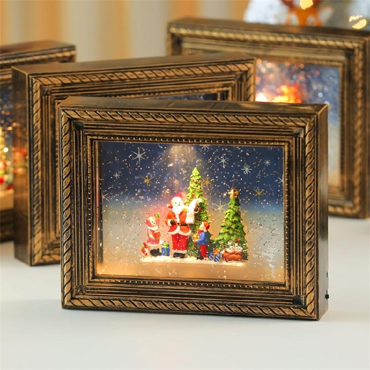 Seasonal Musical Picture Frame Feature Stmospheres LED Light Revolving Snowfalls And Durable Plastic Design