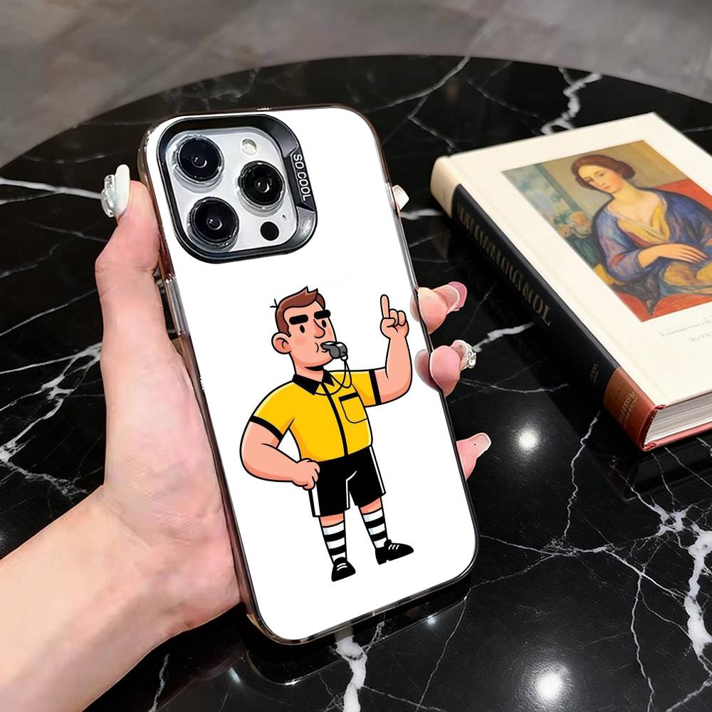 

Cartoon football referee whistle Phone Case For iPhone 17,16,15,14,13,12,11 Plus,Pro Max,XS,Colored Silver Plated Inside Cover iPhone14ProMax