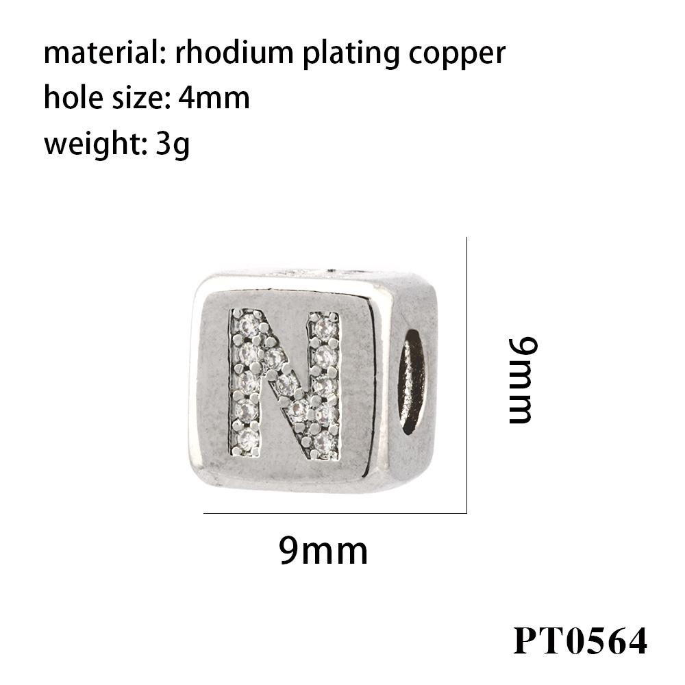 26 Letters Zirconia Inlaid Square Spacer Beads for DIY Bracelets, Necklaces & Pendants