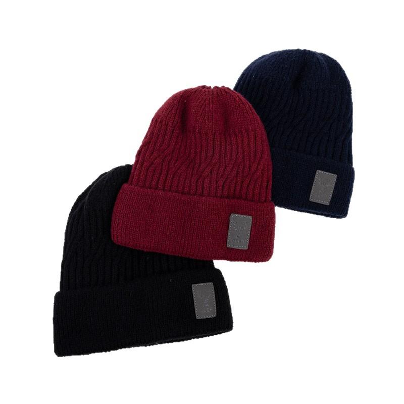 Knitted Hat New Autumn and Winter Men's Cold-proof Fleece Hat Youth Fashion Wool Hat Outdoor Sports Pullover Hat Men