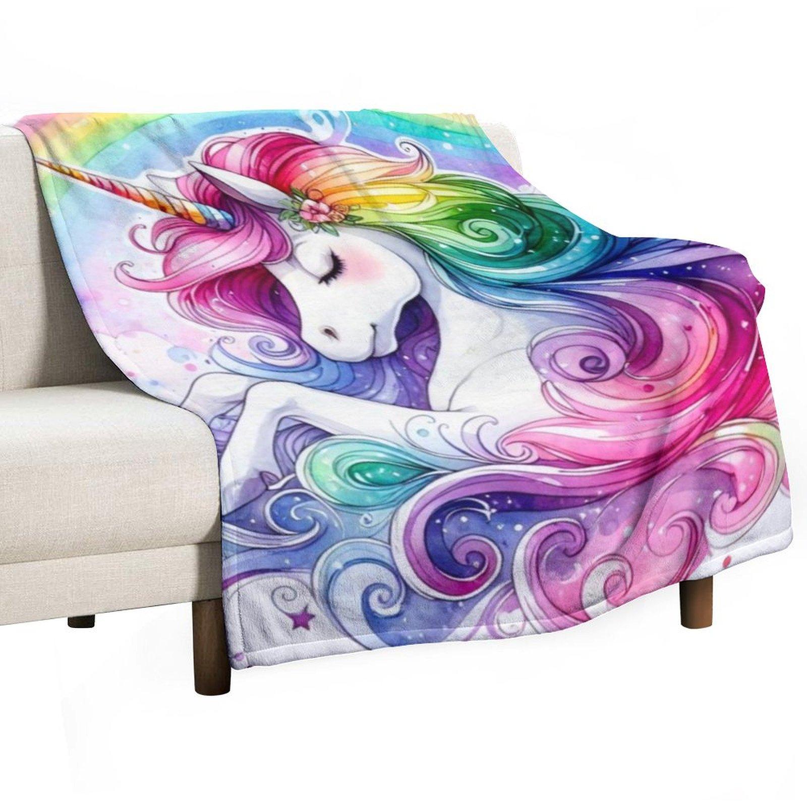 

Rainbow Pegasus Unicorn Throw Blanket Warm sofa bed Multi-Purpose For Decorative Sofa Blankets 30x40in