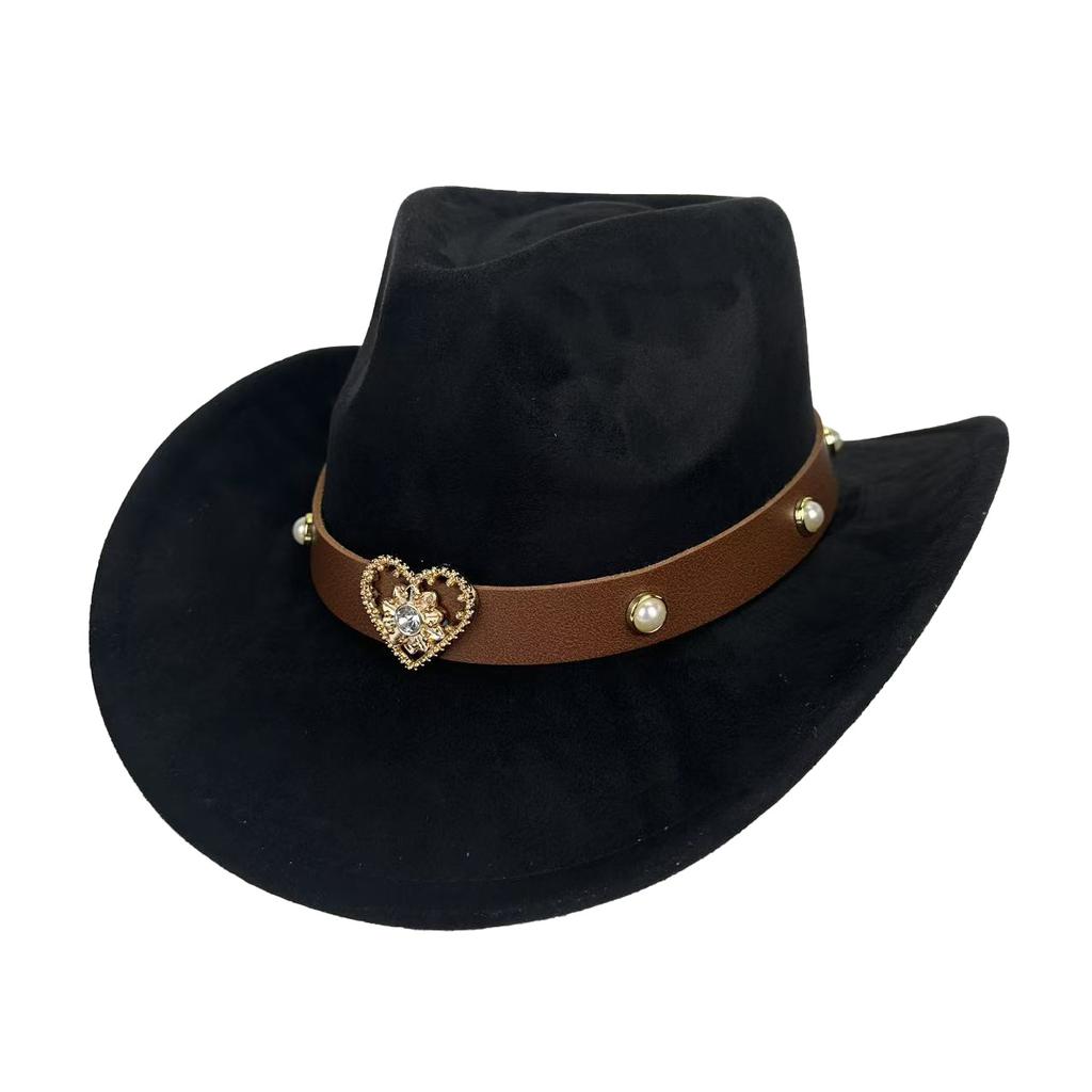 New Love Accessories Decorative Belt Western Cowboy Hat Tibetan Retro Top Hat Retro Jazz Hat Fashion Felt Hat