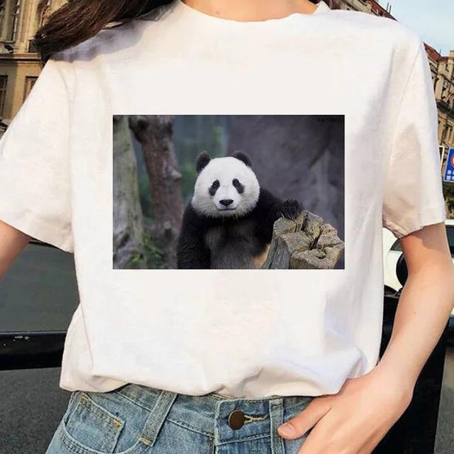 Cute Giant Panda Graphic Tshirt Wos Summer Sexy Top Casual Printed Shirt Fashionable Summer Fashion Polyester Fabric