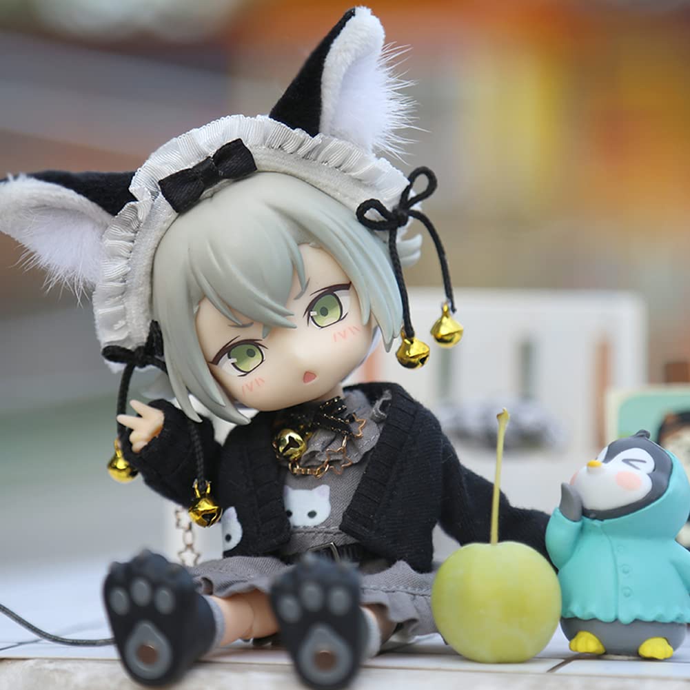 Rakulifey Obitsu 11 Clothing Set Clothes Dress Cat Clothing OB11 Size Costume Top 112 Doll Clothing Hair Accessory Obitsu Doll Clothing 3-piece Set