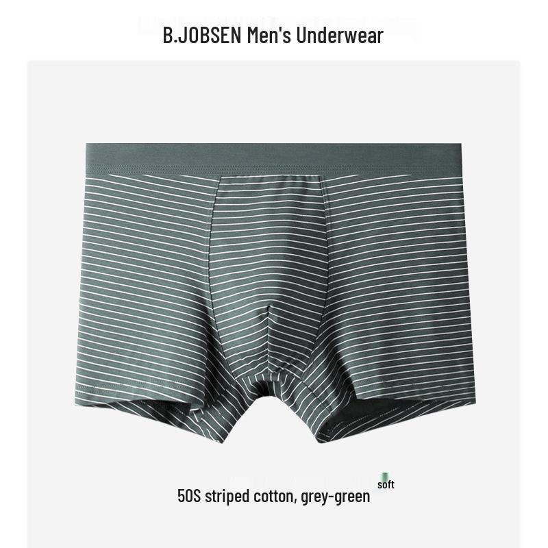 Herren Baumwolle Modal Boxershorts - Atmungsaktiv Große Größe, Gestreift Japanischer Stil für Herbst und Winter.