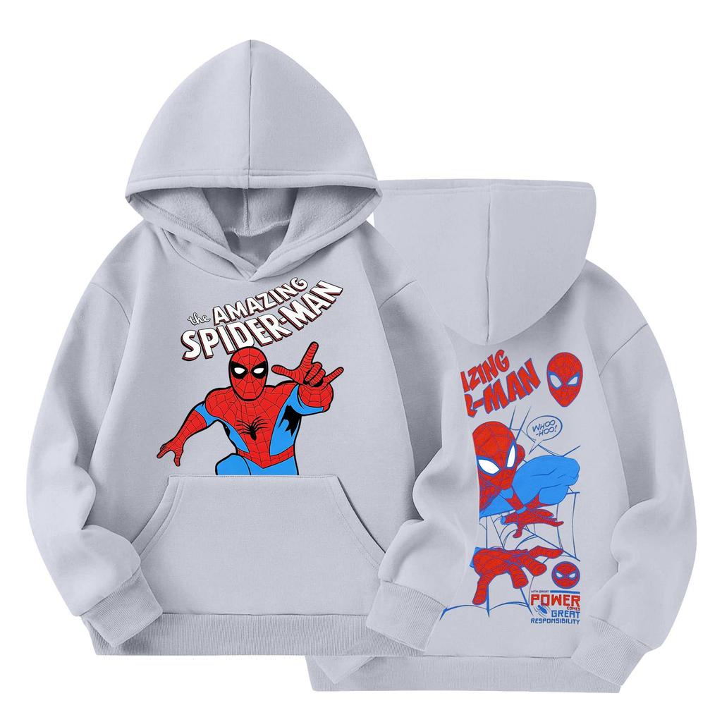 Kids Loose Fit Long Sleeve -Lined Pullover Hoodie with Graphic Print