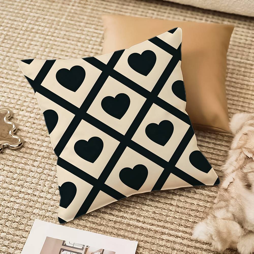 Fashion Love Heart Pillow Case Anti-dustmite Invisible zipper Sofa Bed