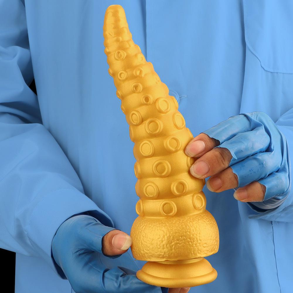 Extra Large Gold Silicone Threaded Vibrator Anal Plug Anal Diverter Dildo Sex Toy Realistic Penis Big Dick