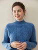 Women's Thickened Half-High Neck Cable Knit Cashmere Sweater - Soft, Versatile Autumn/Winter Pullover