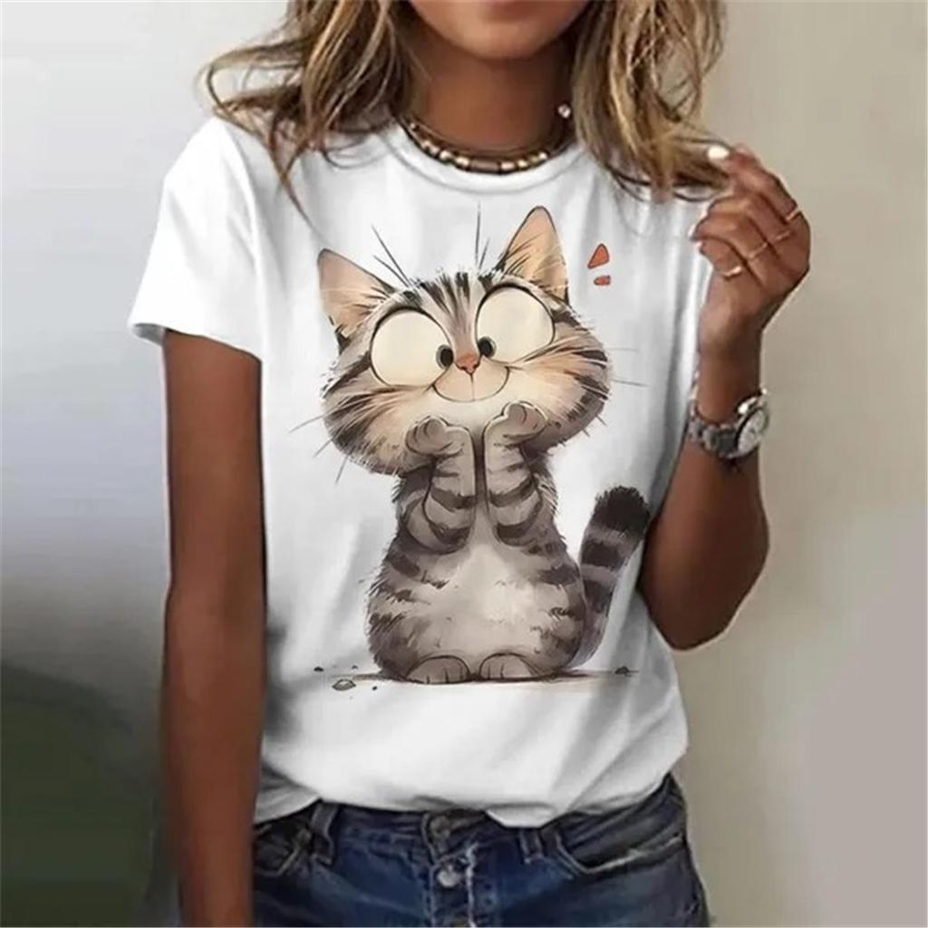 Animal Graphic Printed Cute Soft Oversized T-shirt Men Women Casual Cotton Loose Short Sleeve T Shirt Tops Female Male Clothing Comfortable Top Tees