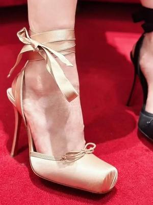 Women's New Summer Square Satin High Heel Sandals with Ankle Strap, Fashionable Party and Banquet Ballet High Heels