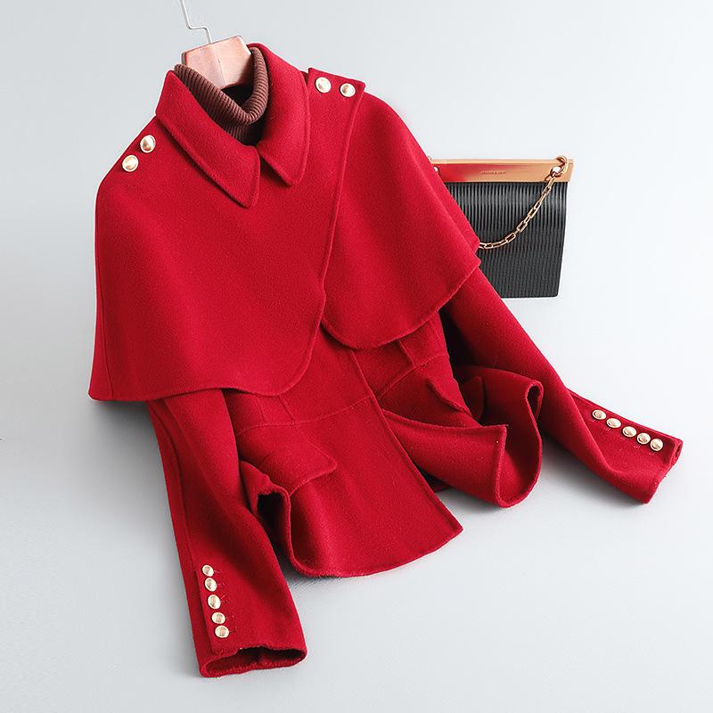 

Осеннее новое двустороннее шерстяное пальто, короткое пальто, женское маленькое высококачественное шерстяное пальто XL (recommended 116-65kg)