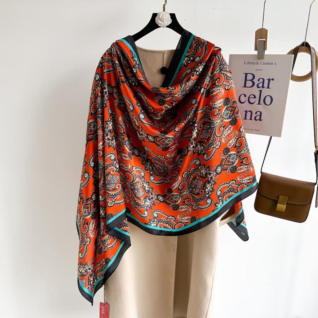 90x180cm Satin Silk-Like Scarf Oversized Women’s Summer Shawl Elegant Sun Protection Wrap & Luxury Gift