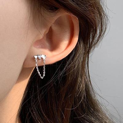 Zircon Heart-Shaped Fringed Earrings Internet Celebrity Kuaishou Live Broadcast Foreign Trade Wholesale Unique Chain Fringed Love Stud Earrings Female