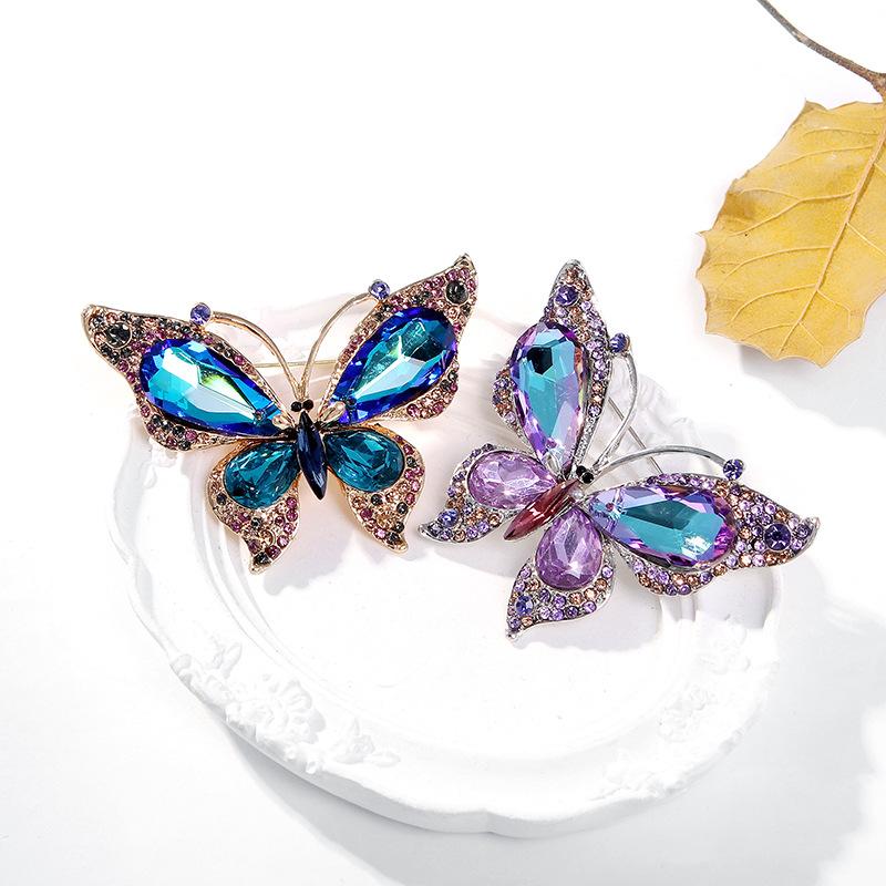 Fashion Rhinestone Shining Crystal Butterfly Brooches For Women Clothing Coat Jewellery Accessries Gifts