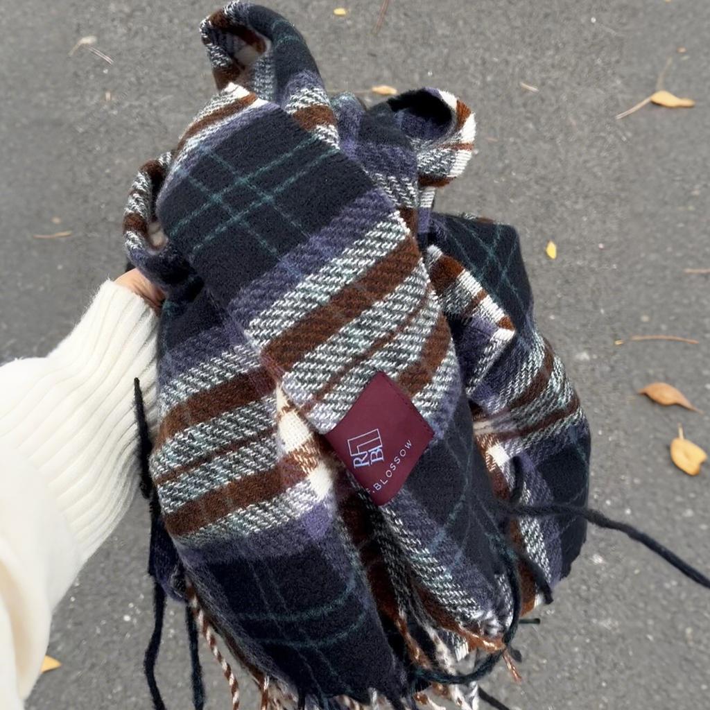Plaid Scarf Winter Shawl Atmosphere Warm Scarf Imitation Cashmere Retro New Versatile