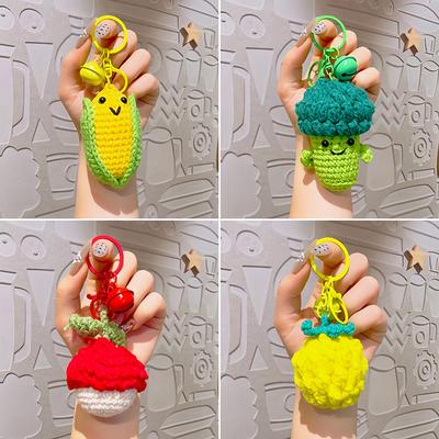 Bag Charm Unisex Bag Pendants Cute Smiling Face Vegetables Fruits Sweet Handmade Crochet Bag Accessories Multifunctional Keychains