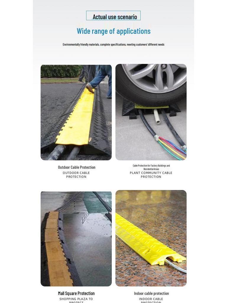PVC Cable Trunking Board - Indoor/Outdoor Floor Duct Cover & Wire Protection Channel with Rubber Speed Bump
