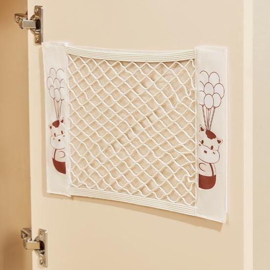 Bolsa de Almacenamiento de Malla con Cierre de Velcro, Bolsa de Malla para Montar en la Pared con Estampado de Ternero de Dibujos Animados, Organizador para Cocina y Baño