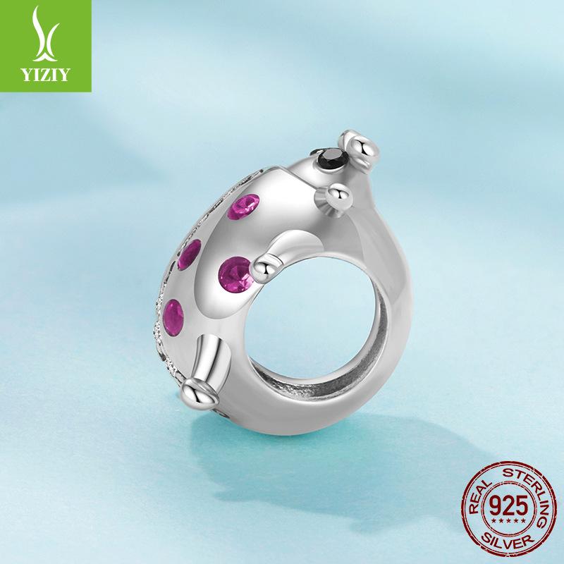 S925 Sterling Silver Lucky Ladybug Beaded Accessories, Summer Little Insect Diy Bracelet Beads Loose Beads