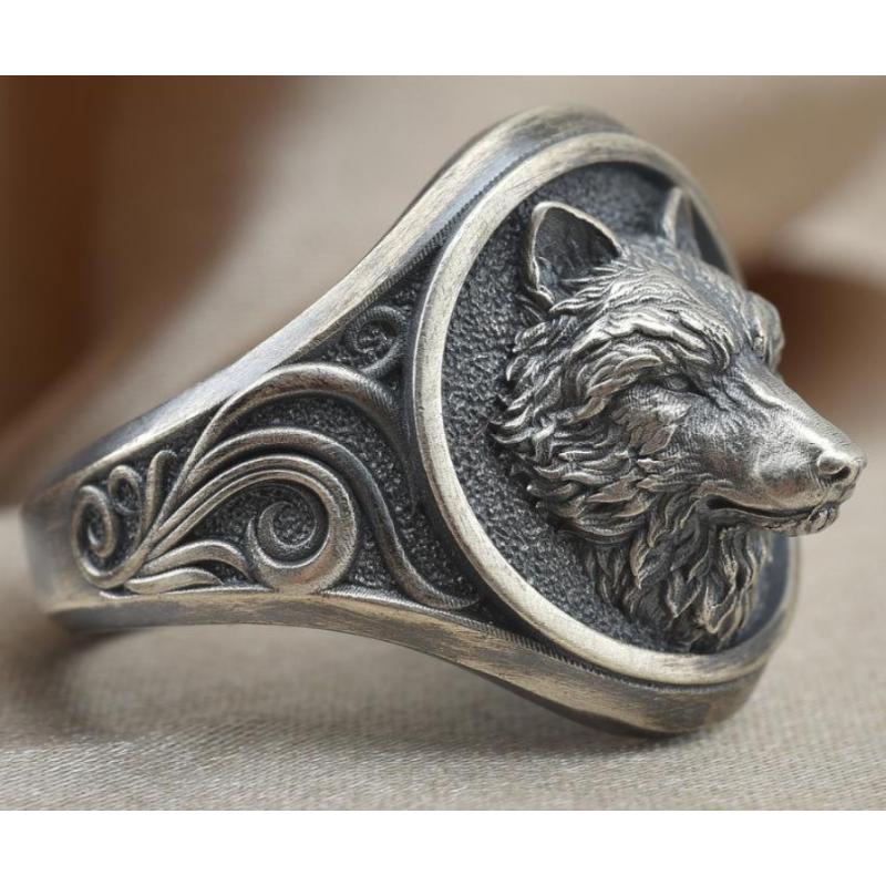 Fashion Jewelry European and American Temperament Domineering Retro Wolf Totem Men's Ring